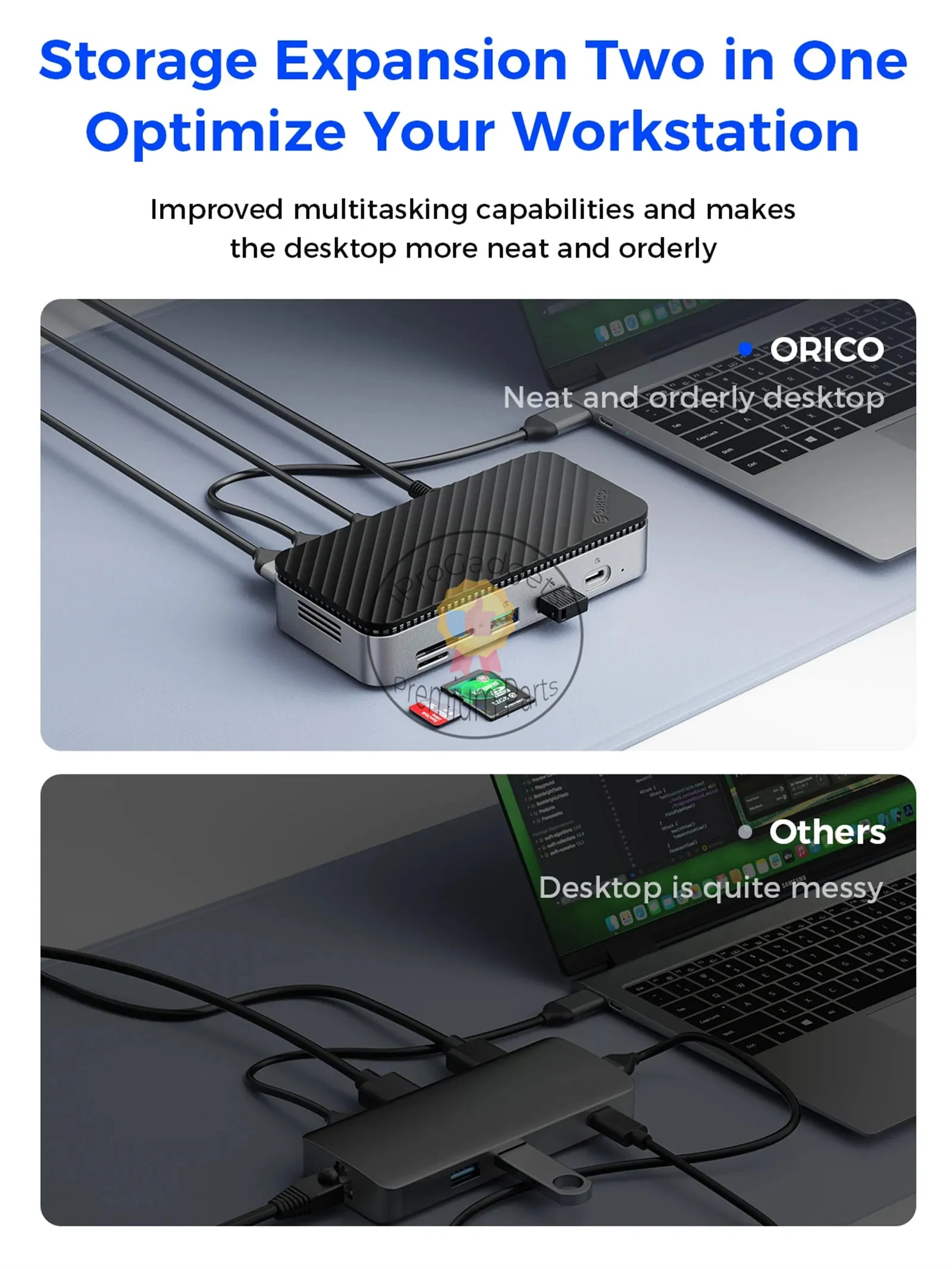 Orico M2P7 9-Port Docking Station with M.2 NVMe SSD Enclosure Built-in Cooling Fan