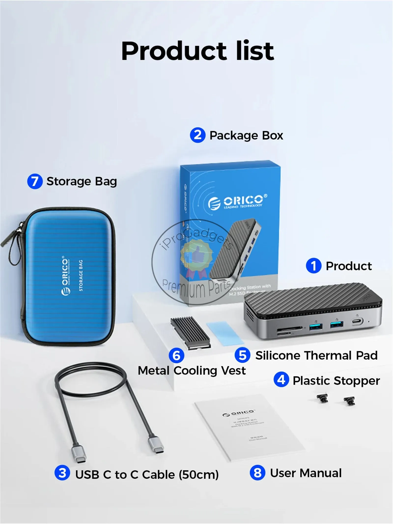 Orico M2P7 9-Port Docking Station with M.2 NVMe SSD Enclosure Built-in Cooling Fan