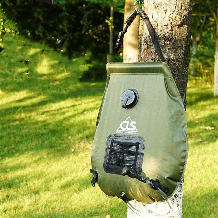 Outdoor Bathing Bag Self-driving Camping Solar Hot Water Bottle 20L Water Storage Bag(Black)