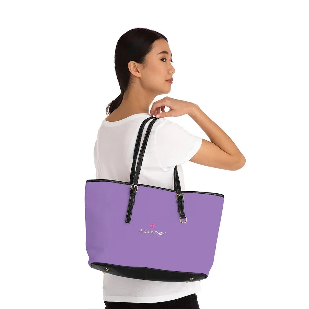 Pastel Purple Best Zipped Tote Bag, Solid Color Modern Essential Designer PU Leather Shoulder Bag For Ladies