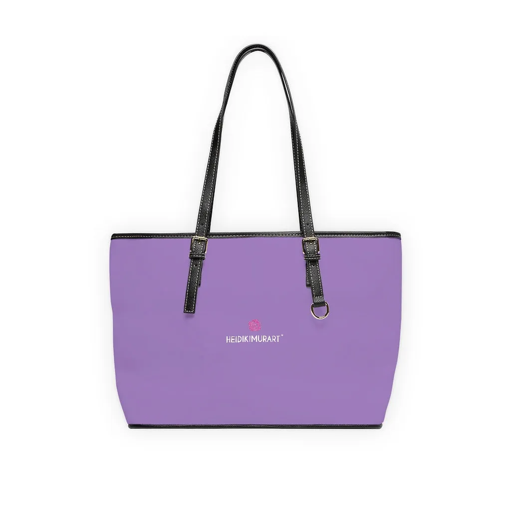 Pastel Purple Best Zipped Tote Bag, Solid Color Modern Essential Designer PU Leather Shoulder Bag For Ladies