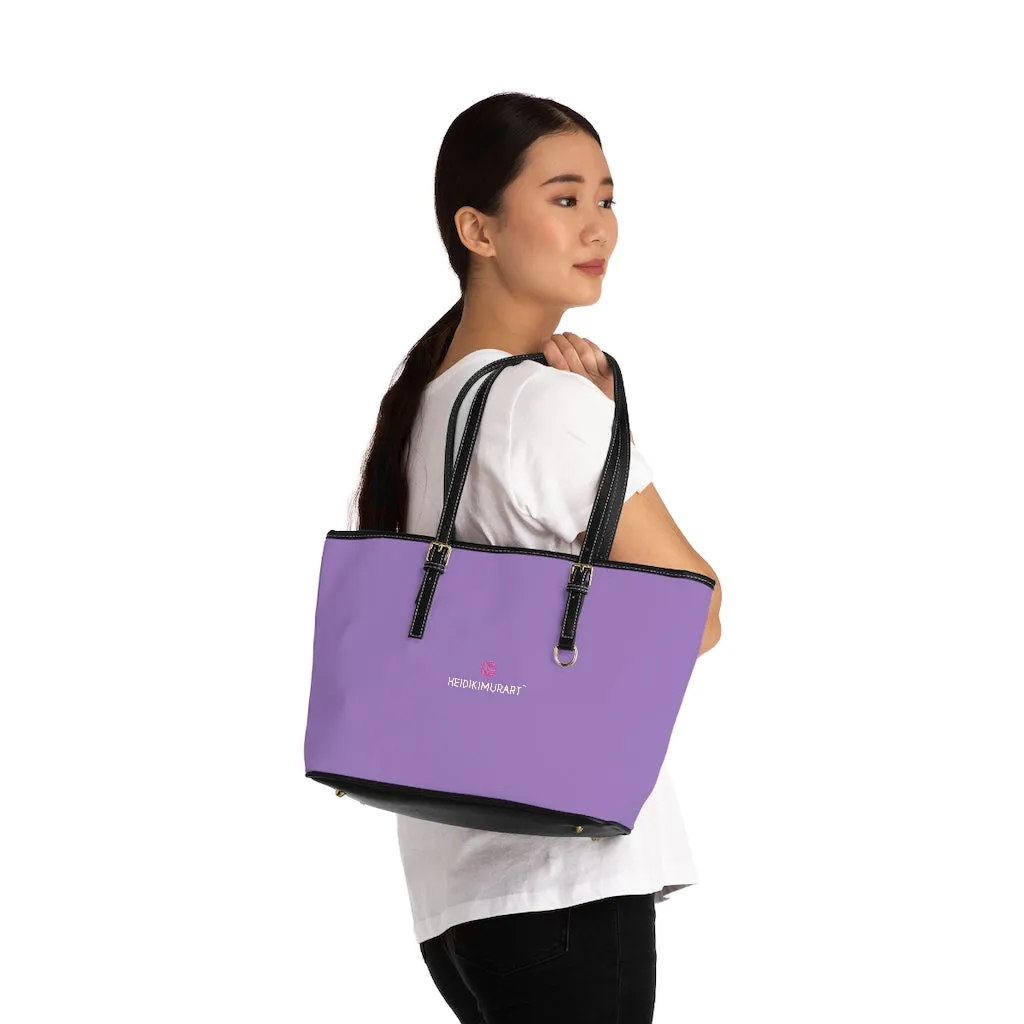 Pastel Purple Best Zipped Tote Bag, Solid Color Modern Essential Designer PU Leather Shoulder Bag For Ladies