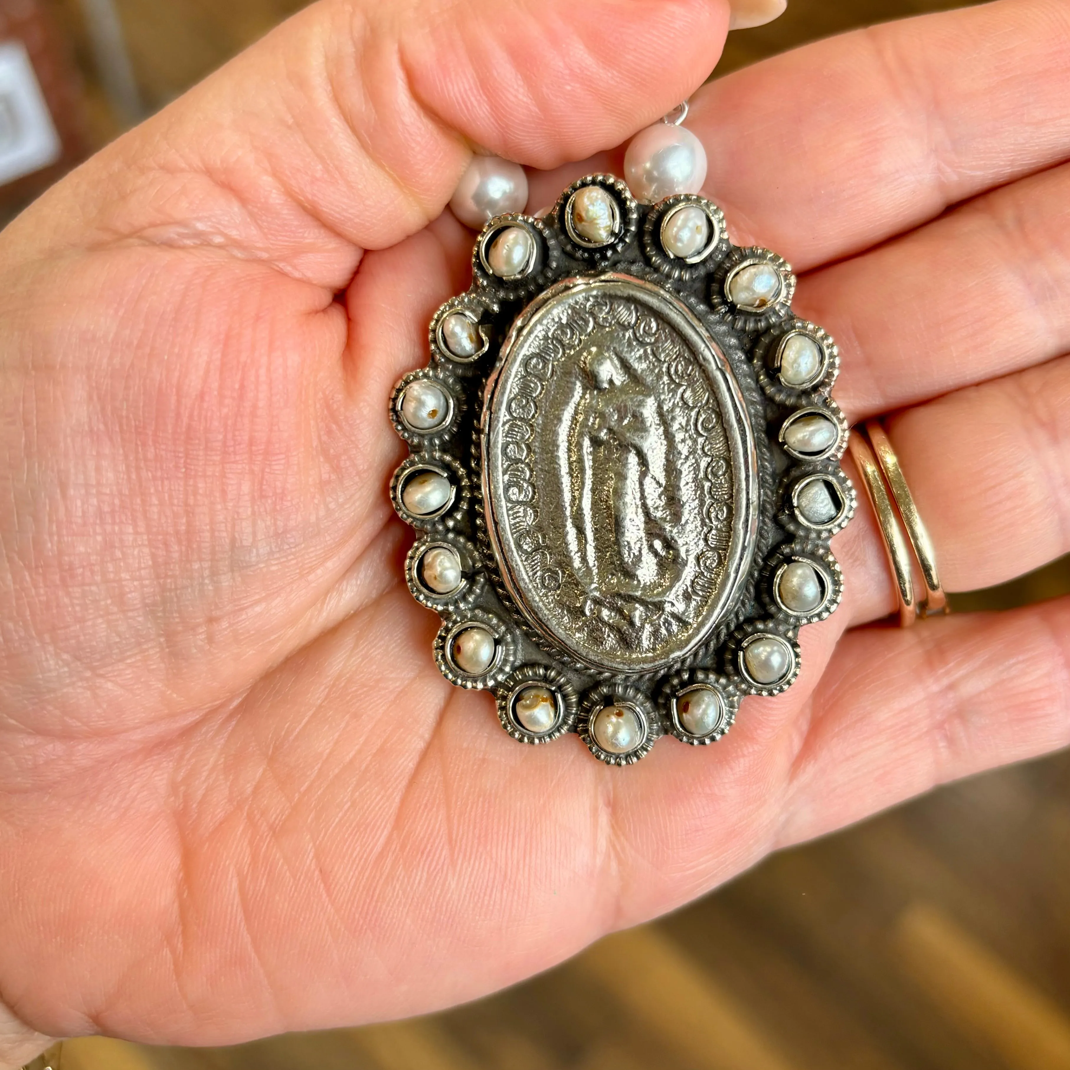 Pearly Virgencita Necklace