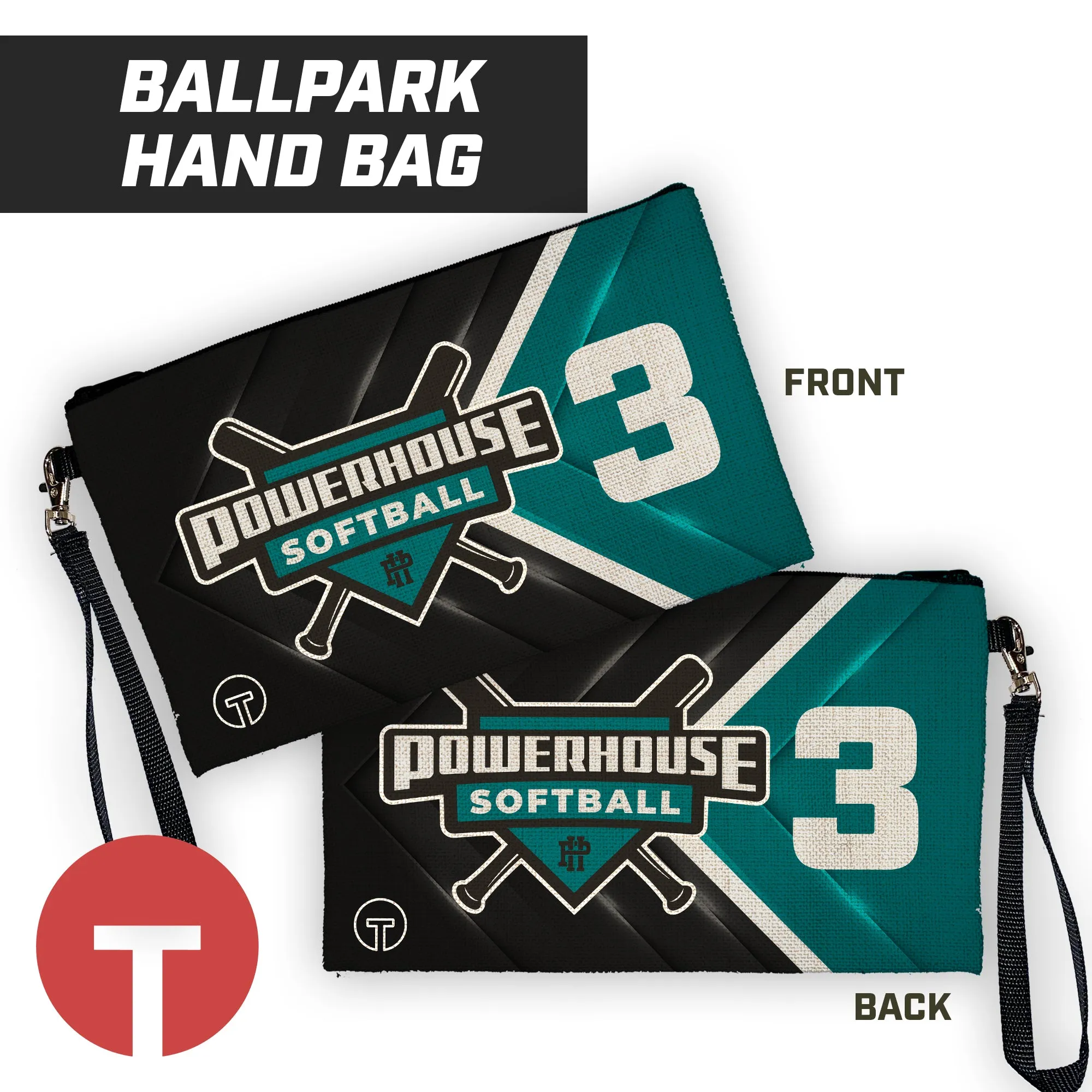 Powerhouse Softball - 9"x5" Zipper Bag with Wrist Strap