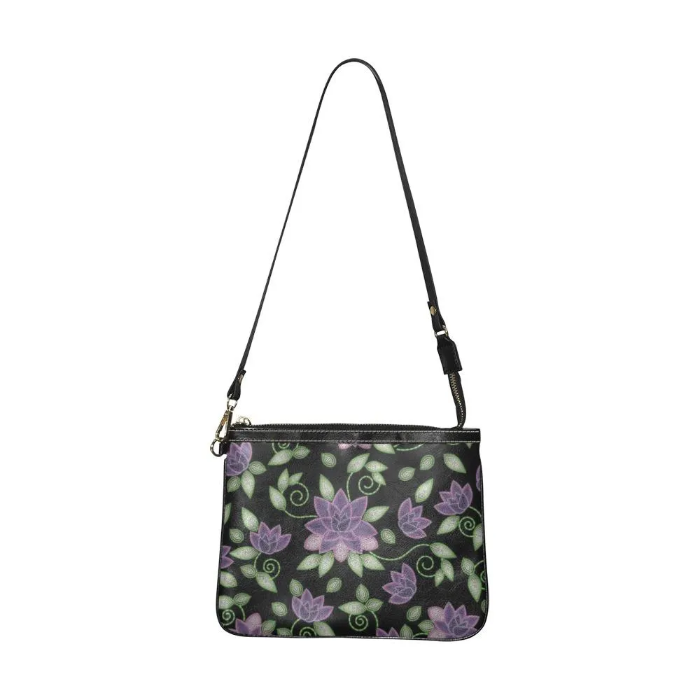 Purple Beaded Rose Small Shoulder Bag