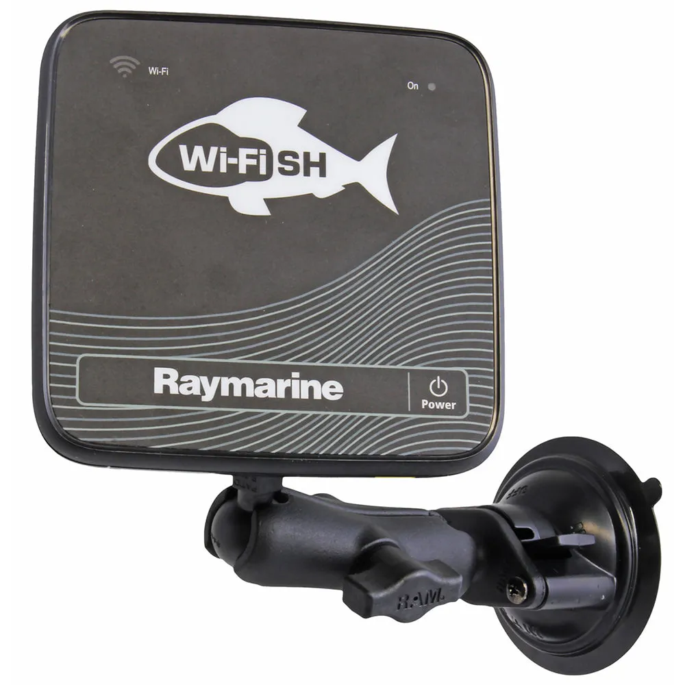 RAM Mount Suction Cup Mount w/1" Ball, including M6 X 30 SS HEX Head Bolt, f/Raymarine Dragonfly-4/5  WiFish Devices [RAM-B-224-1-379-M616U]