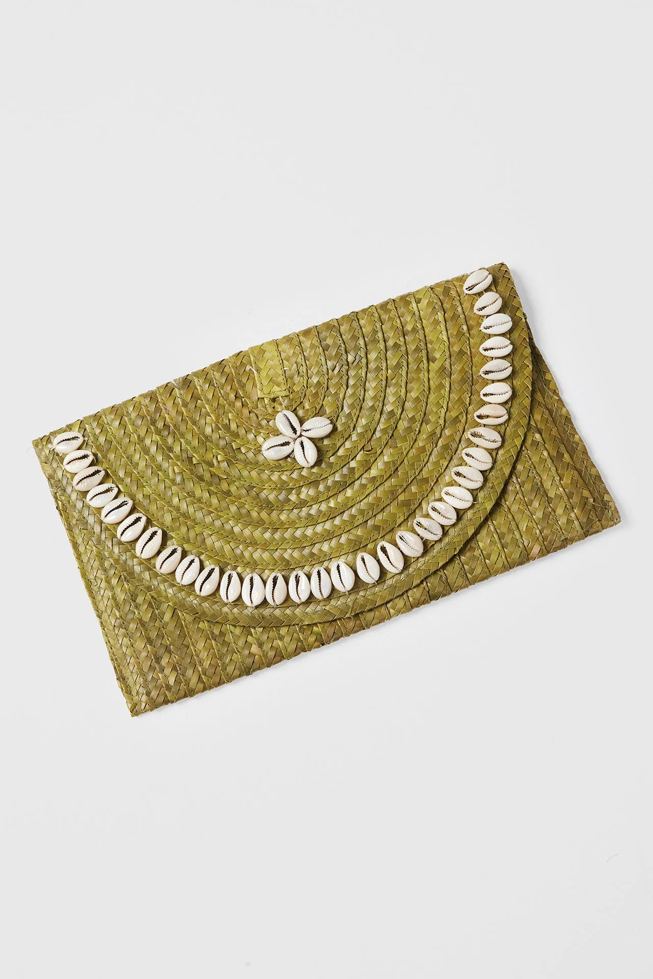 Raya Woven Clutch - Olive