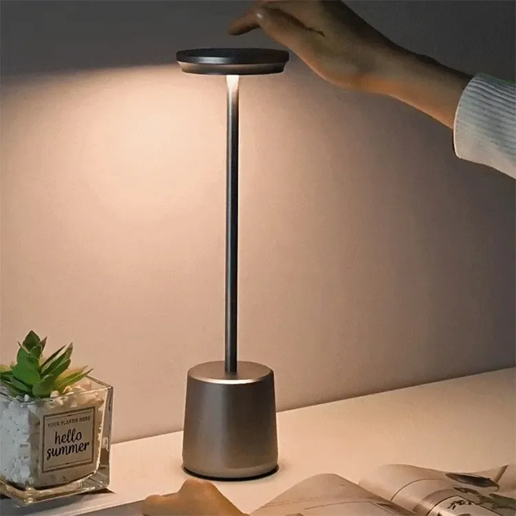 Rechargeable Metal Touch Table Lamp | Grey