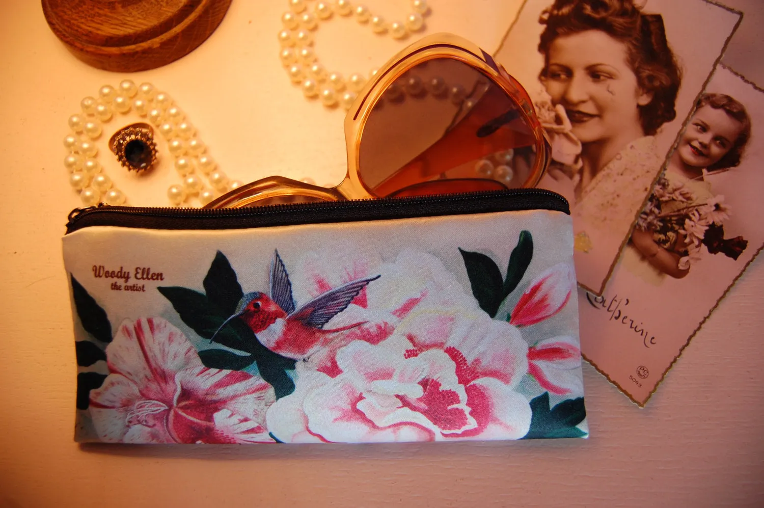 Retro pencil bag, vintage pencil case, Honeybird