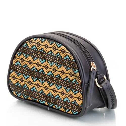 SACCI MUCCI Printed Handcrafted Crossbody Rainbow Sling Bag, Sling Bag for Women Ladies Single Shoulder Bag -EthnicTraditional Print (Black)