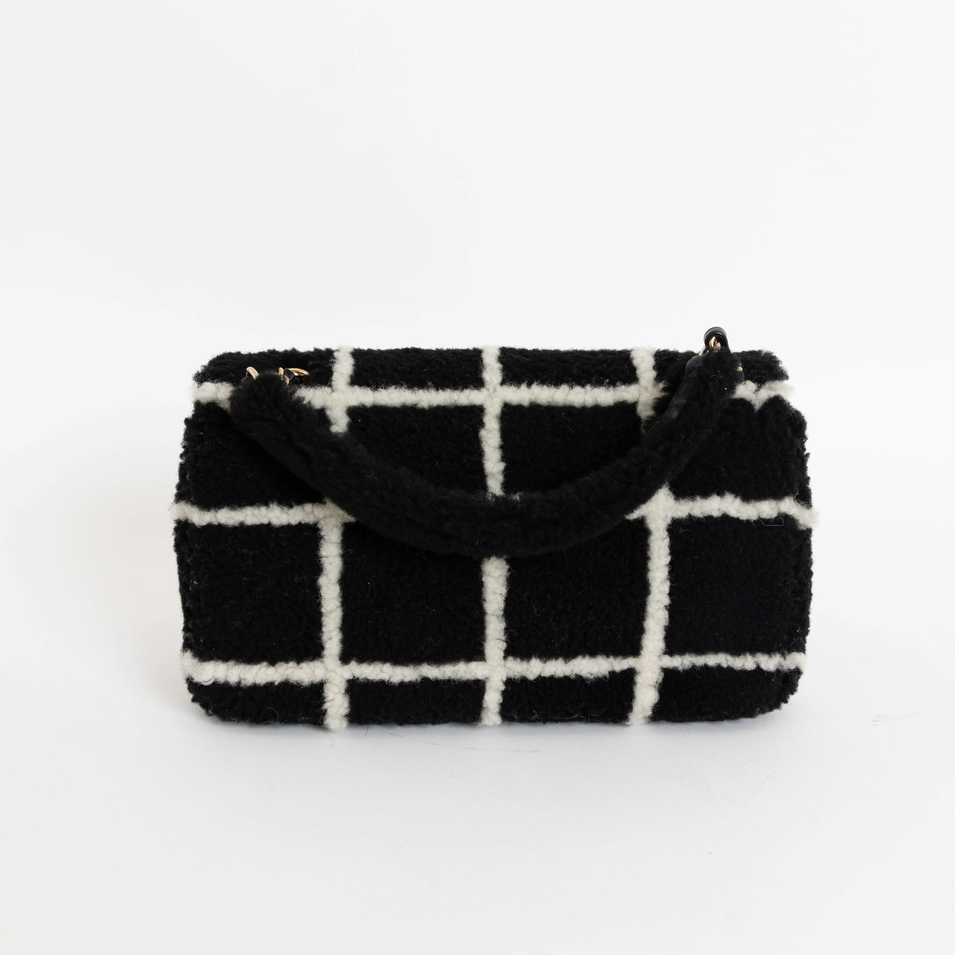 Seasonal Single Flap, Black White Shearling 6104