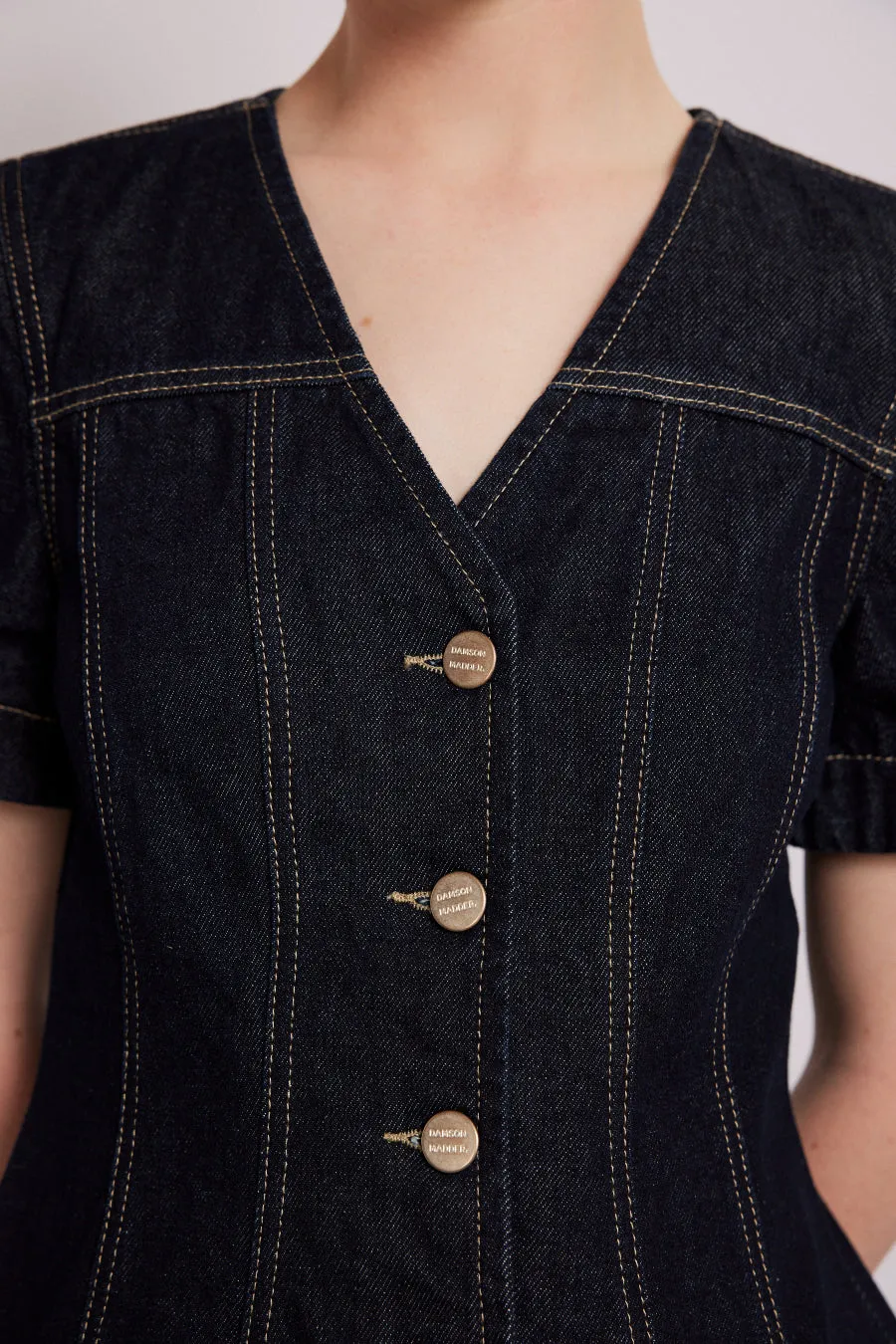 shell denim top - dark indigo