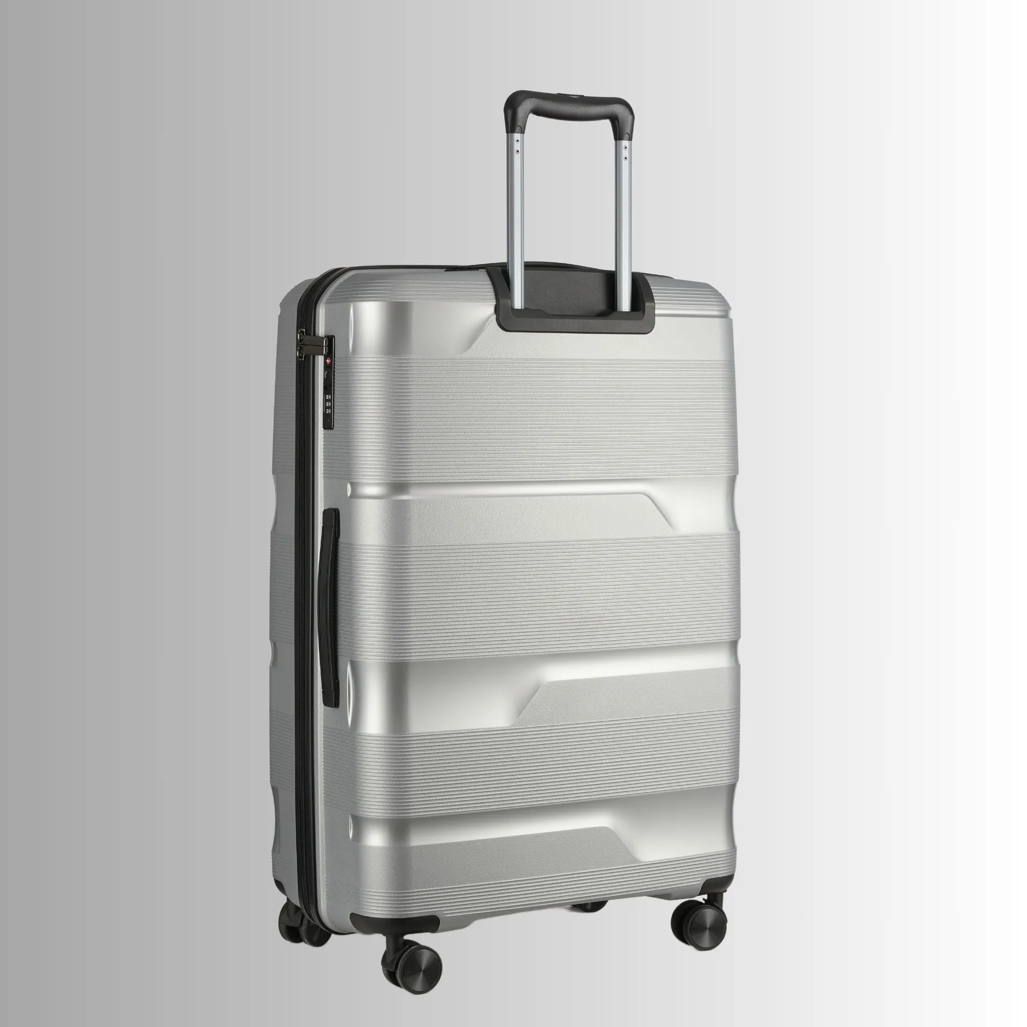 Silver Hardcase Roller Luggage 28' with 360° Wheels & TSA Lock