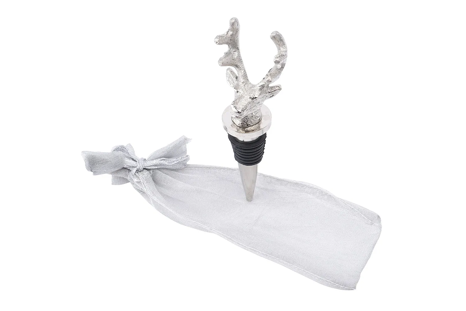 Stag Head Bottle Stopper In Organza Bag