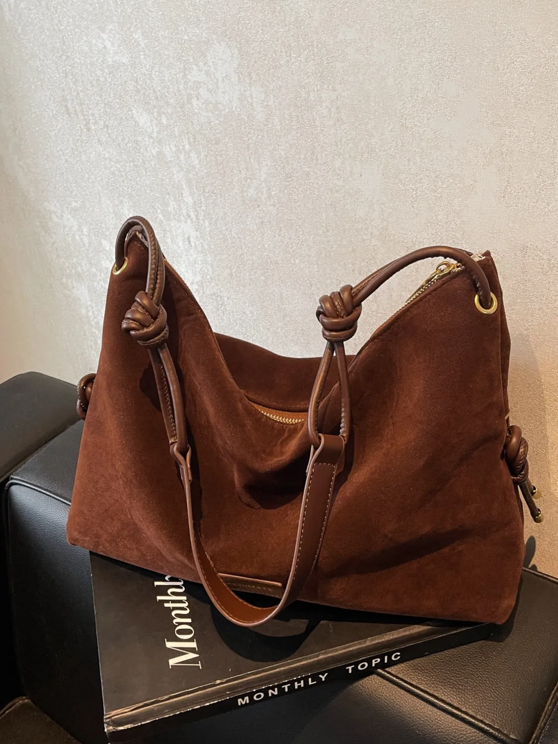 Suede Large Shoulder Bag