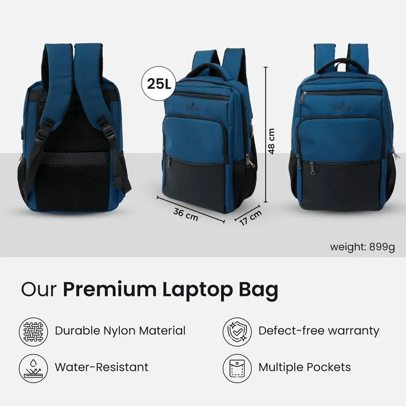 The Clownfish Expedition Series Laptop Bag - Durable & Travel-Friendly | USB   DC Ports Included | 25L Capacity | Blue