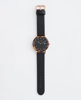 The Resin: Brown Tortoise / Black Rose Gold Dial / Black Leather