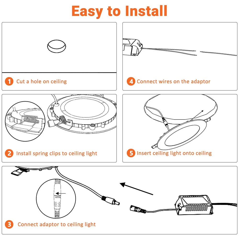 TheLAShop 12W 6ct/pk Recessed SMD LED Downlight Ceiling Light