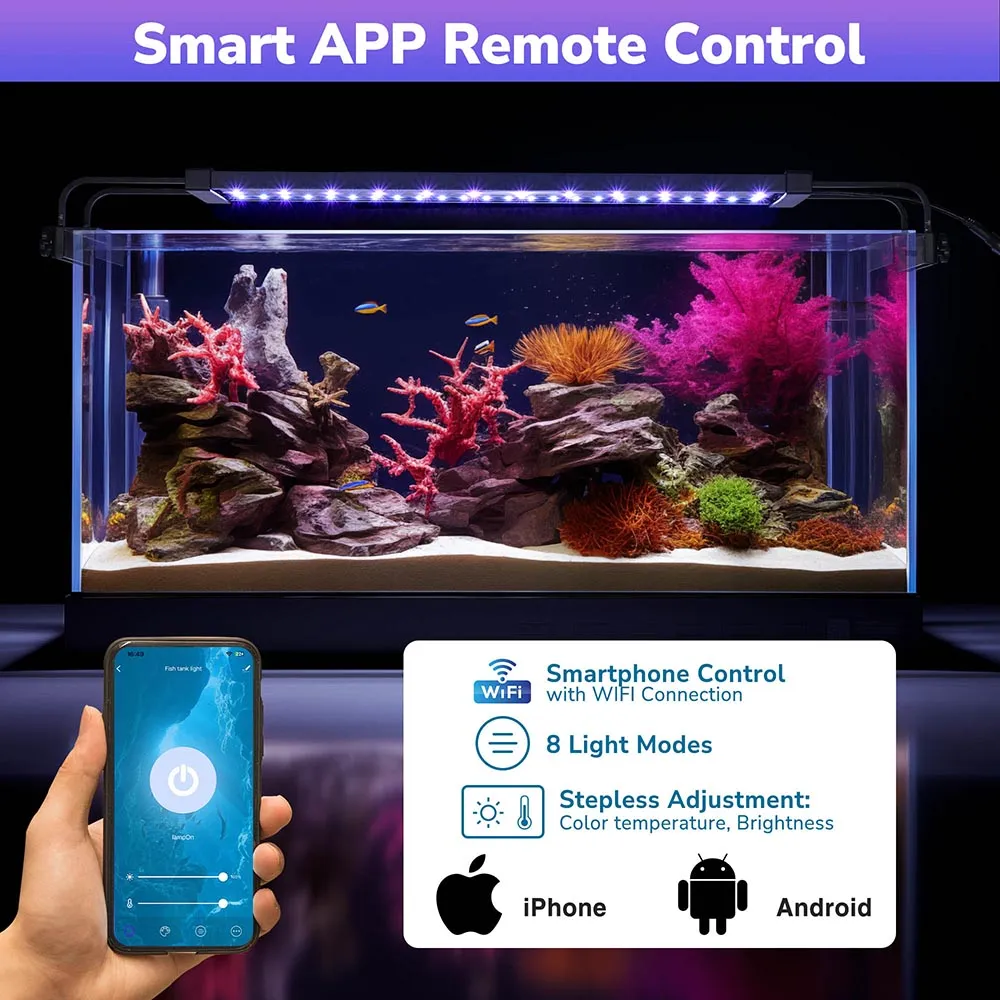 TheLAShop 24 inch Aquarium Light RGB APP & Panel Control Saltwater Freshwater