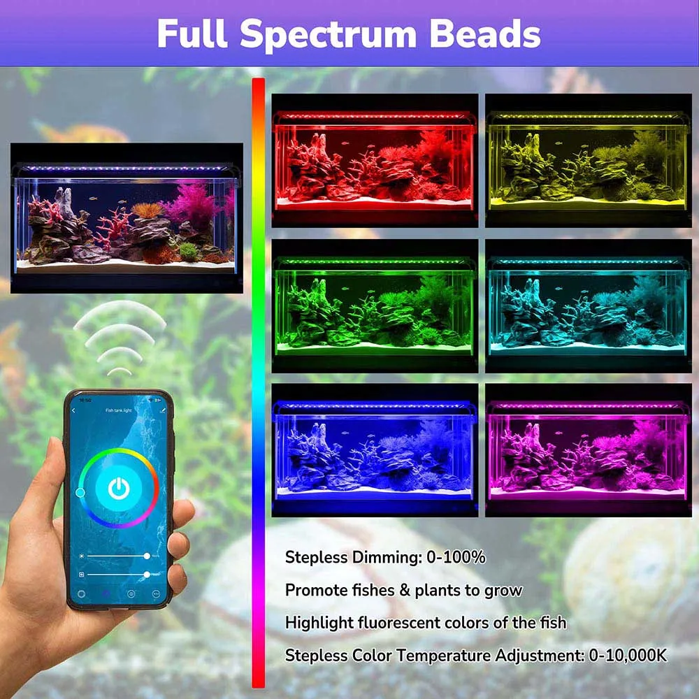 TheLAShop 36 inch Aquarium Light RGB APP & Panel Control Saltwater Freshwater