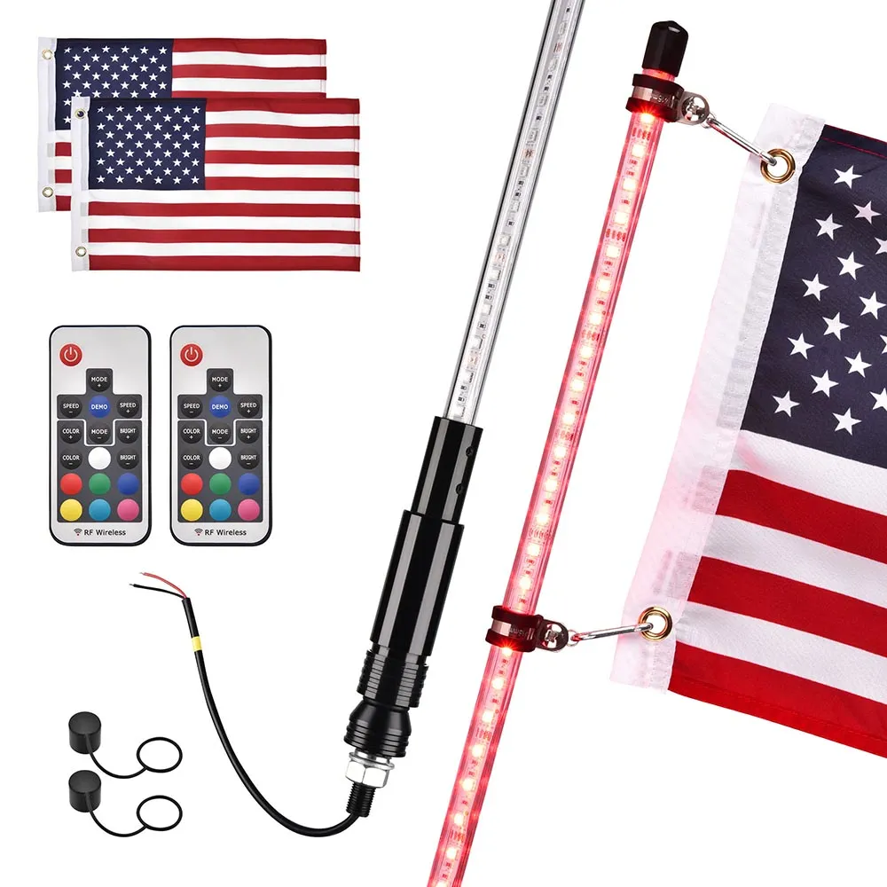 TheLAShop 3ft Lighted Flag Pole RGB with Remote 2ct/PK