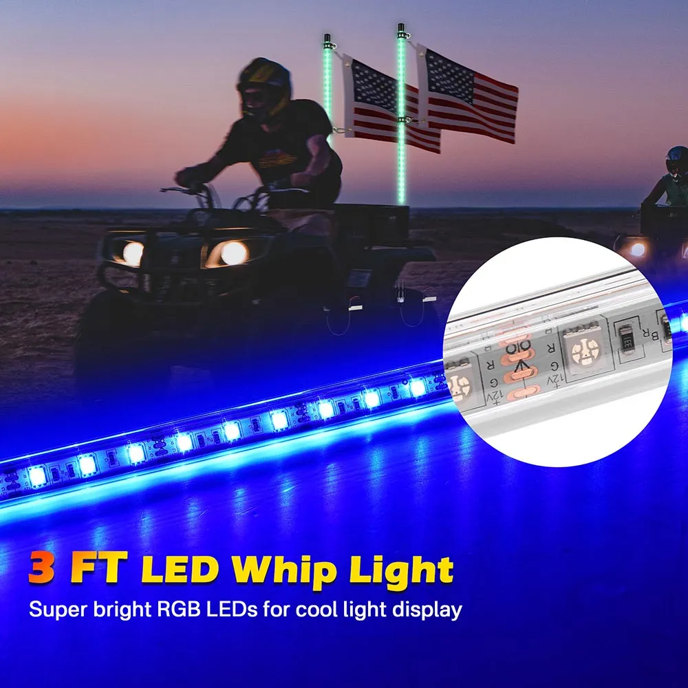 TheLAShop 3ft Lighted Flag Pole RGB with Remote 2ct/PK