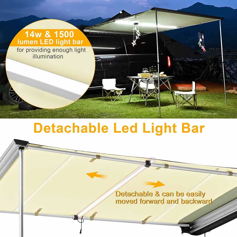 TheLAShop Car Awning with Light 8' 1" x 6' 7" SUV Side Awning