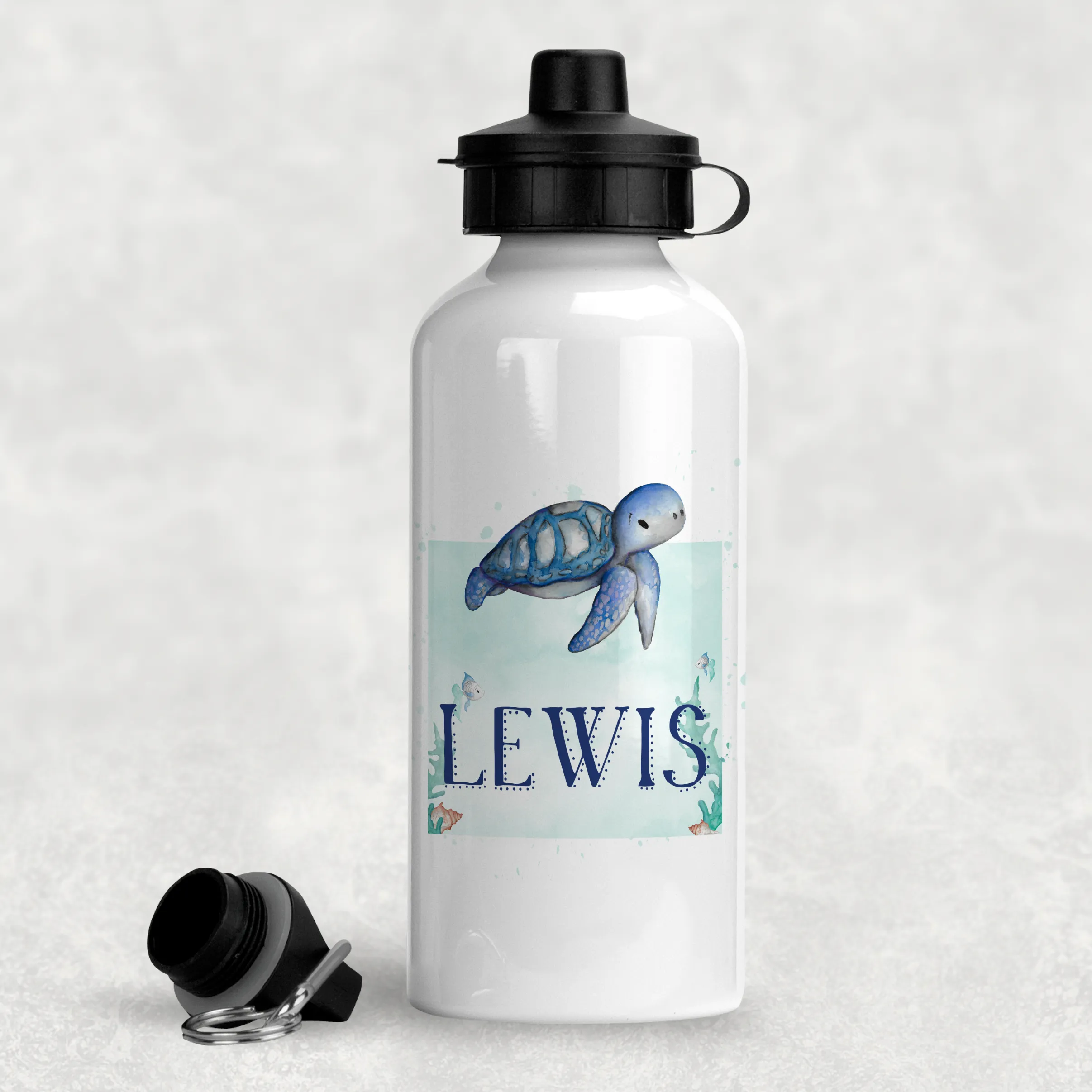 Turtle Personalised Aluminium Water Bottle 400/600ml