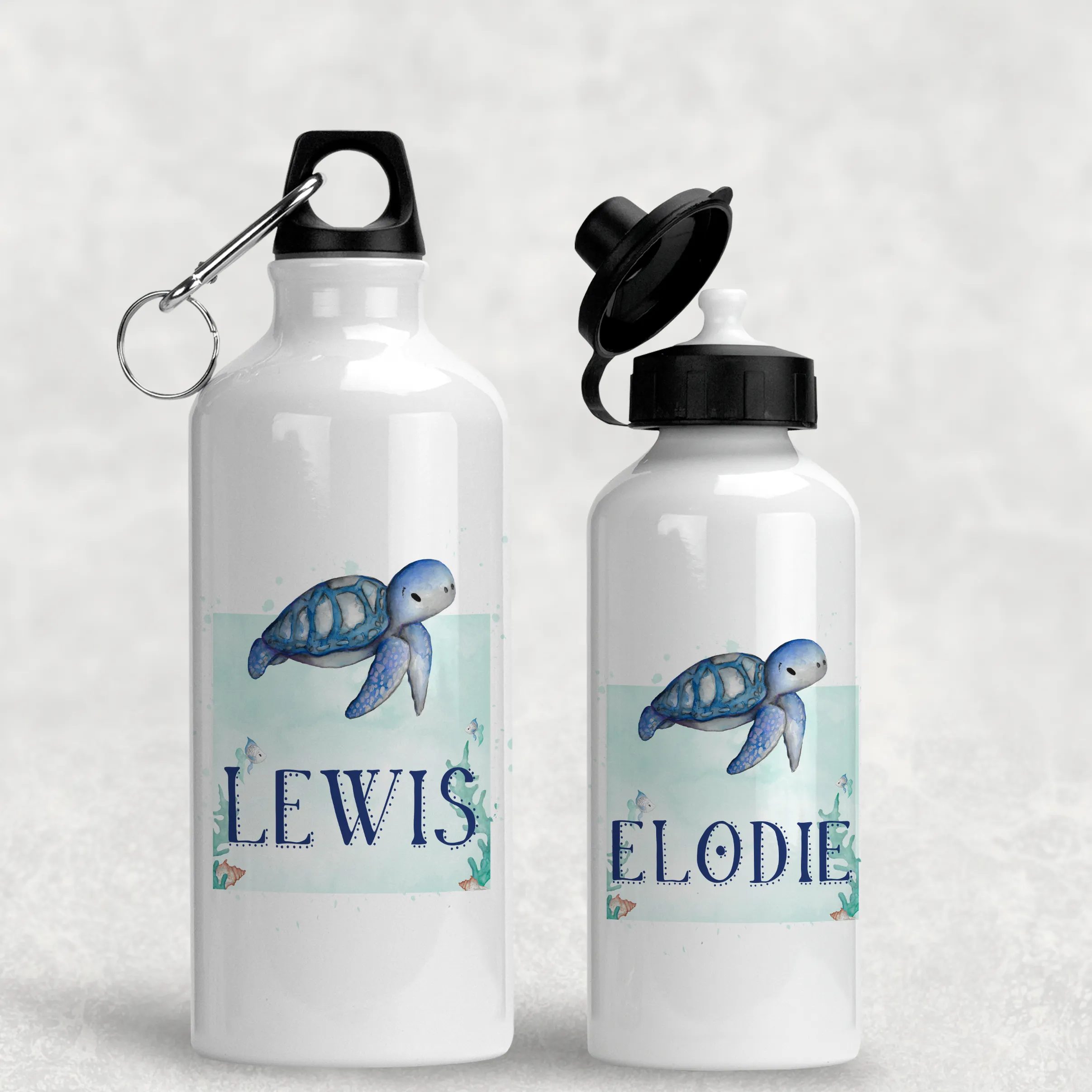 Turtle Personalised Aluminium Water Bottle 400/600ml