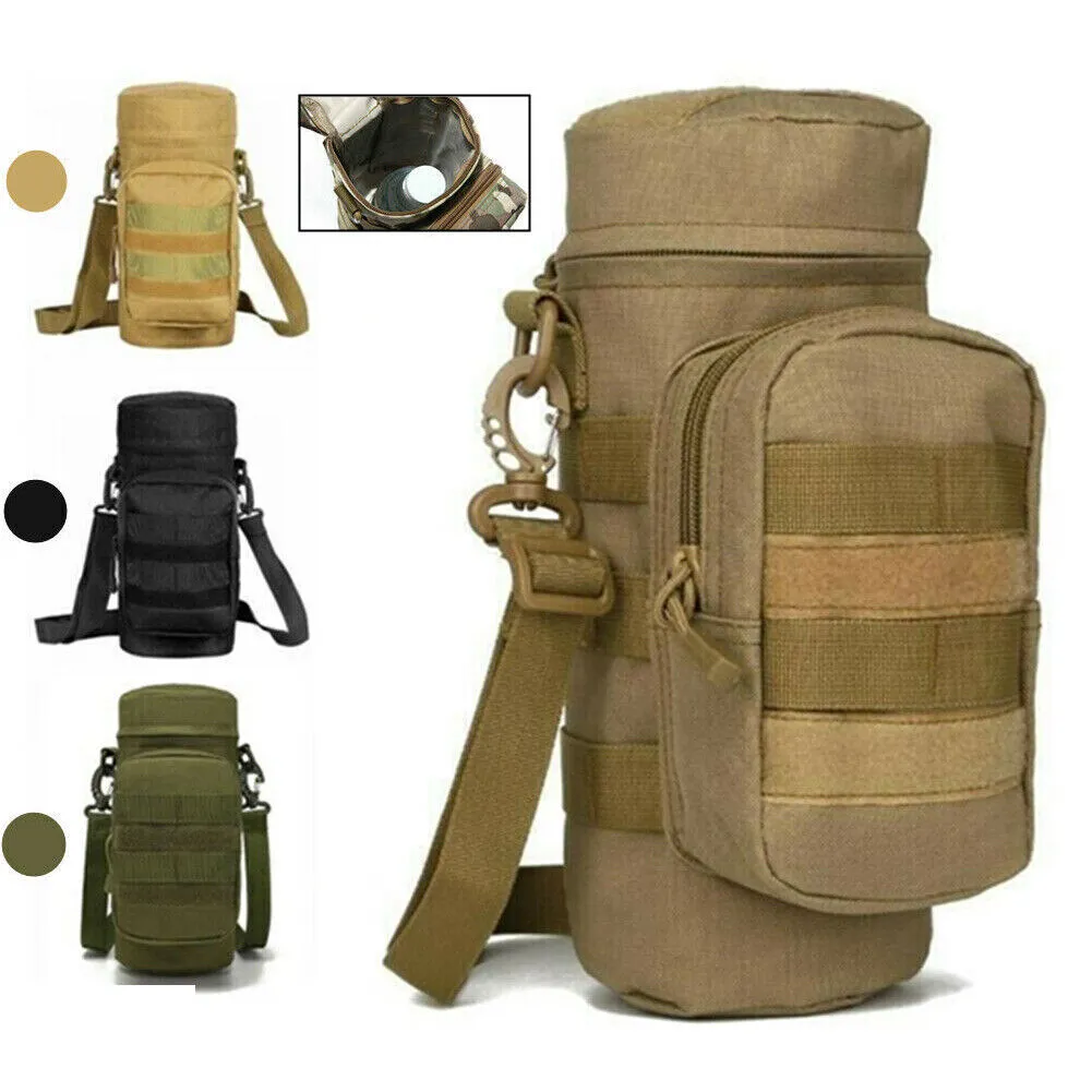 US 1-2 Pack Military Tactical Travel Bottle Kettle Pouch Carry Case Outdoor Bag