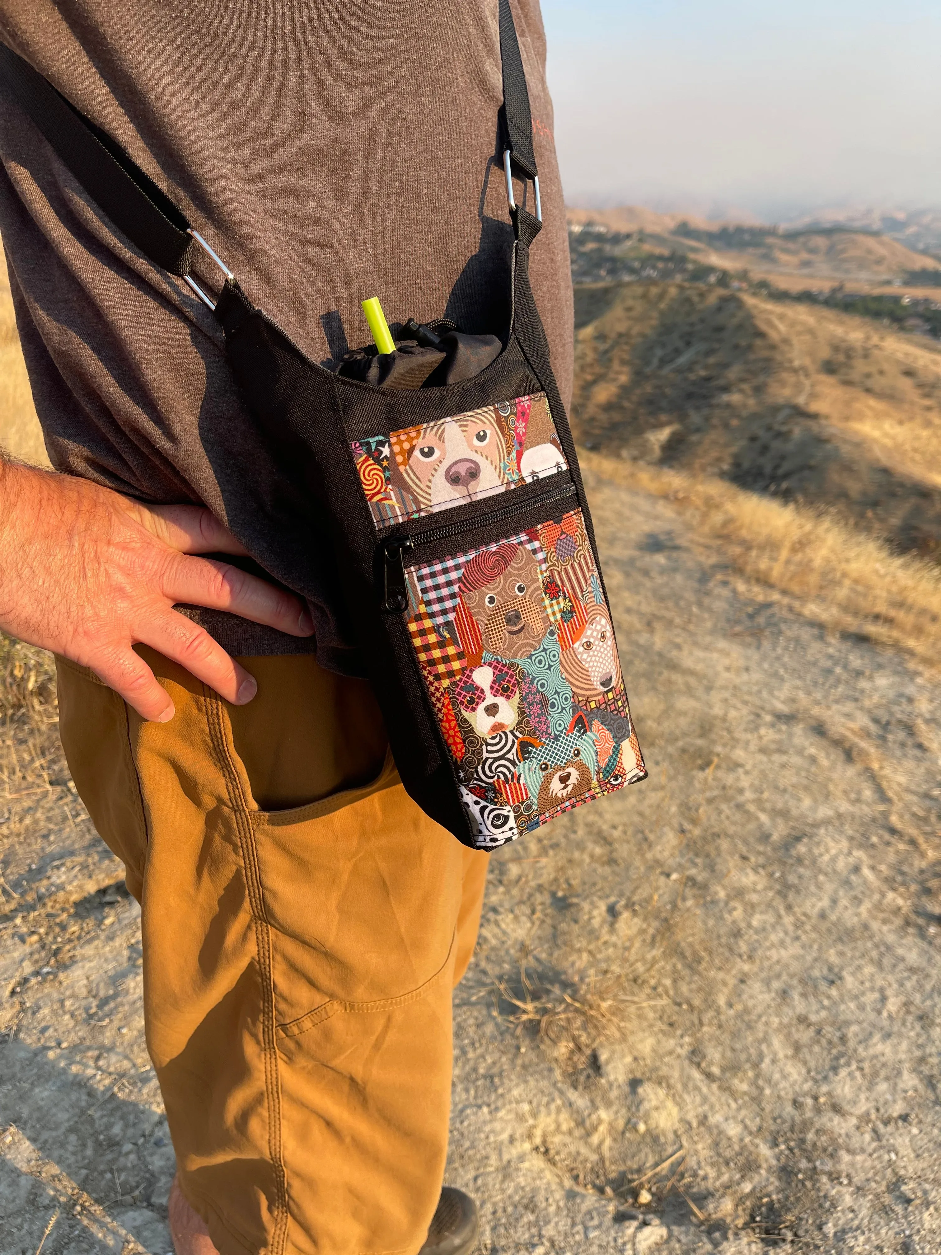 Water Bottle Crossbody Bag - Day Drinker - Happy Fabric Pocket