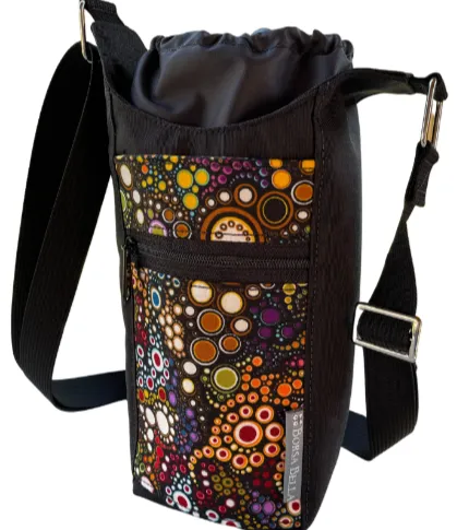 Water Bottle Crossbody Bag - Day Drinker - Happy Fabric Pocket