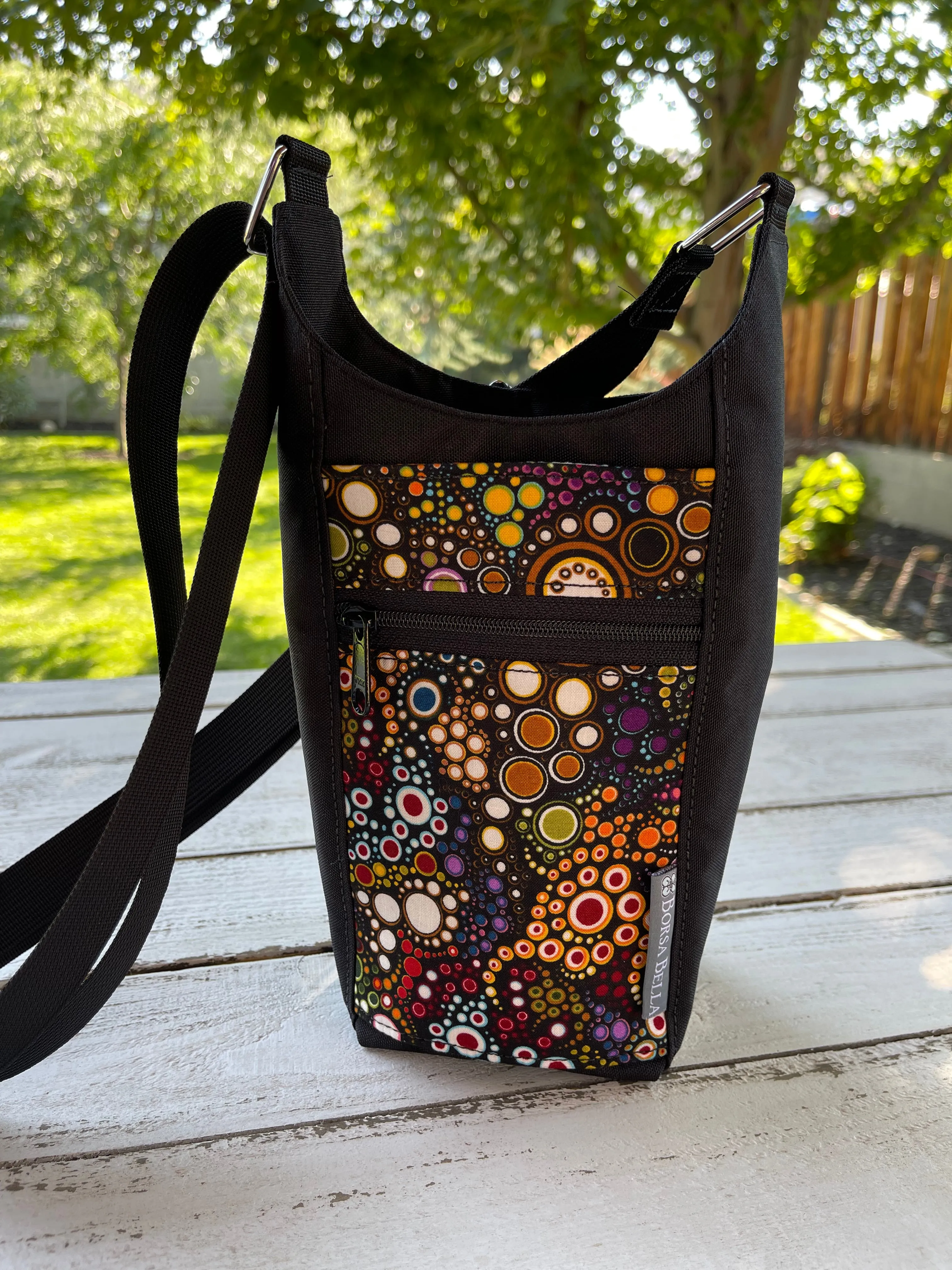 Water Bottle Crossbody Bag - Day Drinker - Happy Fabric Pocket