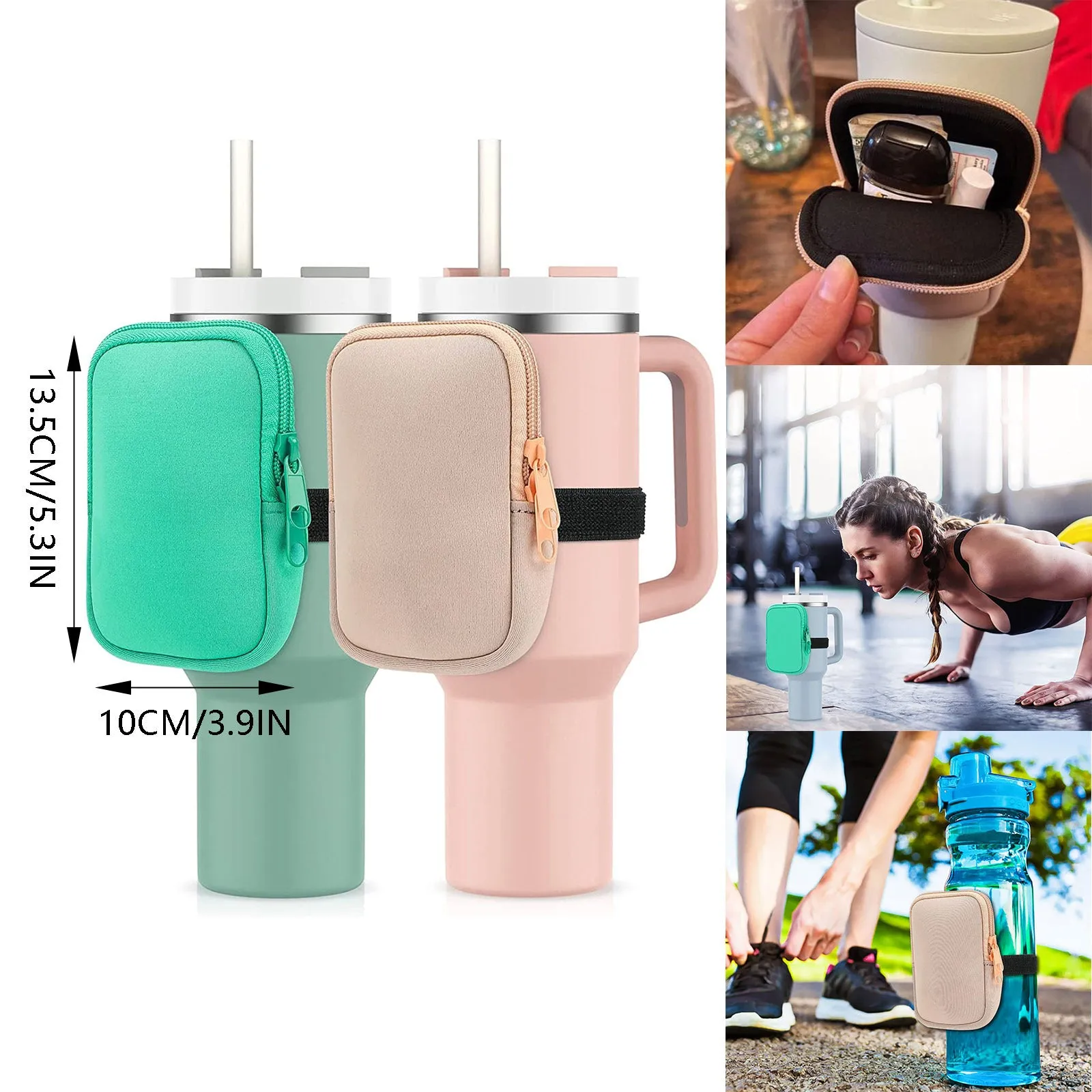 Water Bottle Pouch Drinking Glass Water Bottle Bag Card Keys Wallet Headset