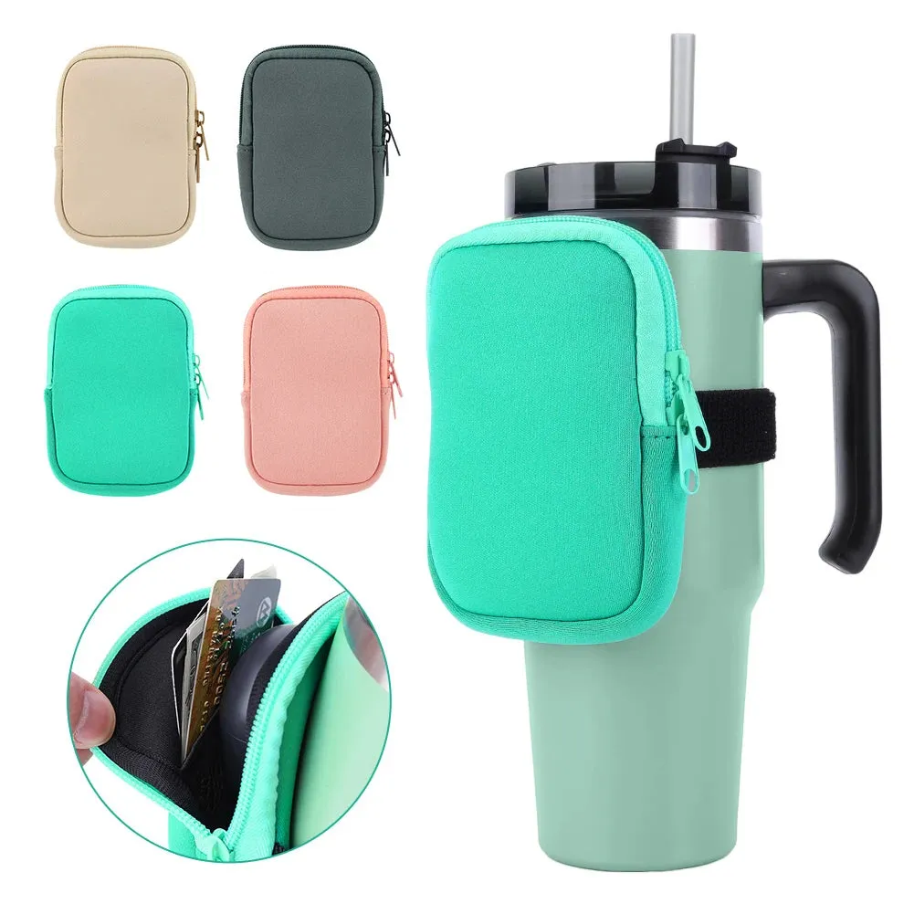 Water Bottle Pouch Drinking Glass Water Bottle Bag Card Keys Wallet Headset