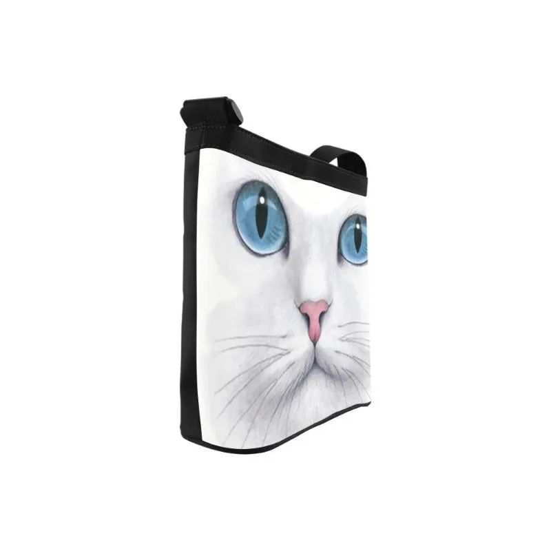 White Cat Print on Shoulder Sling Bag