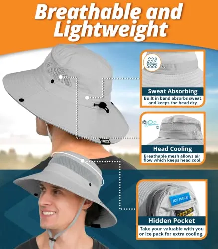 Wide Brim Sun Hat for Men and Women Light Grey