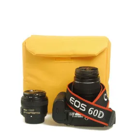 Yellow DSLR Camera Bag Insert One Body Two Lens B36