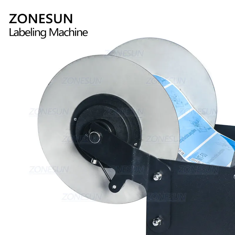 ZONESUN ZS-50W Manual Round Bottle Adhesive Sticker Label Applicator For Plastic Wine Bottle Packing Labeling Machine